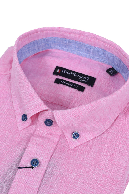 Camicia in lino Giordano Regular Fit rosa