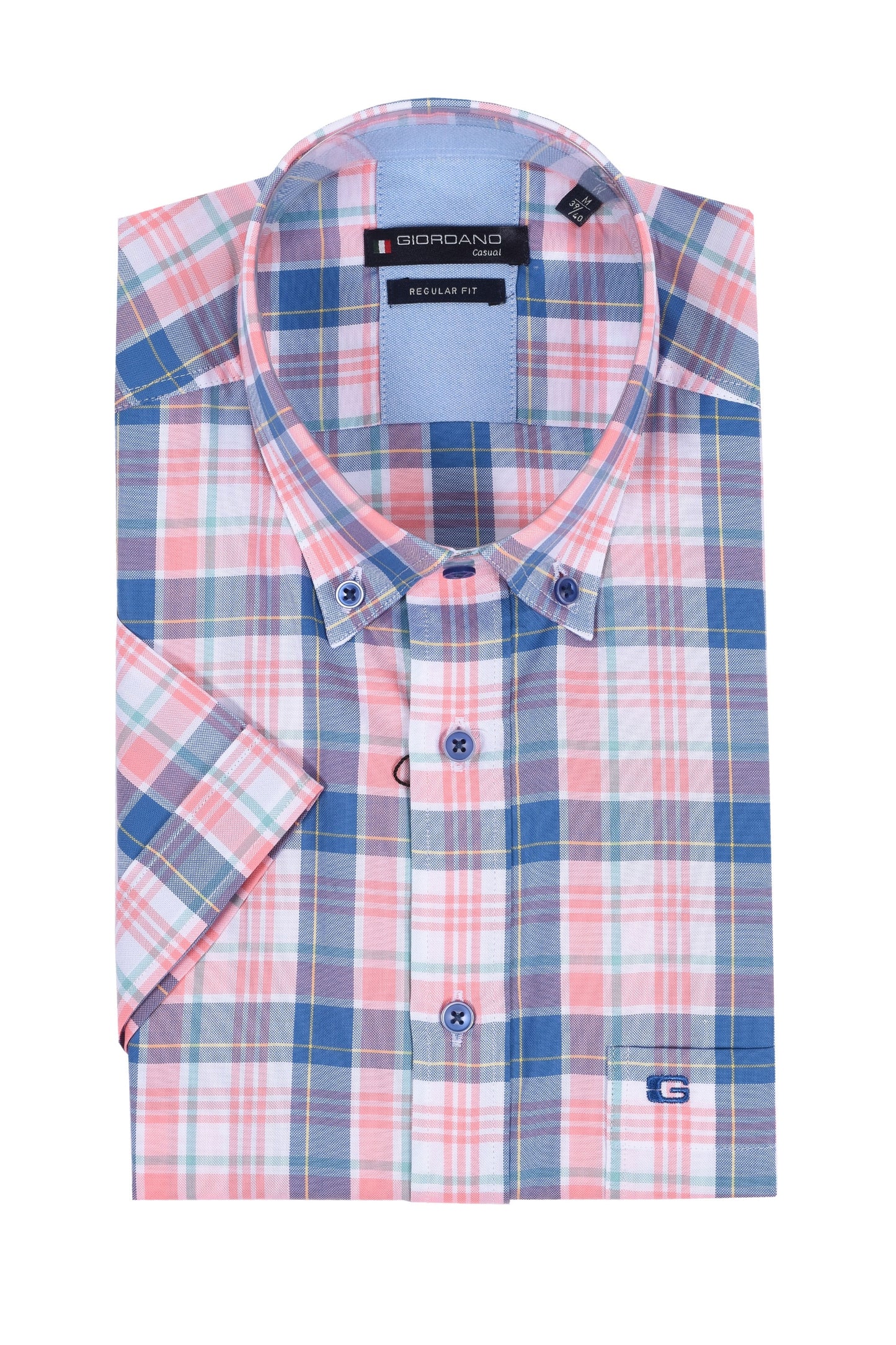 Camicia Giordano Regular Fit Rosa Multi Check