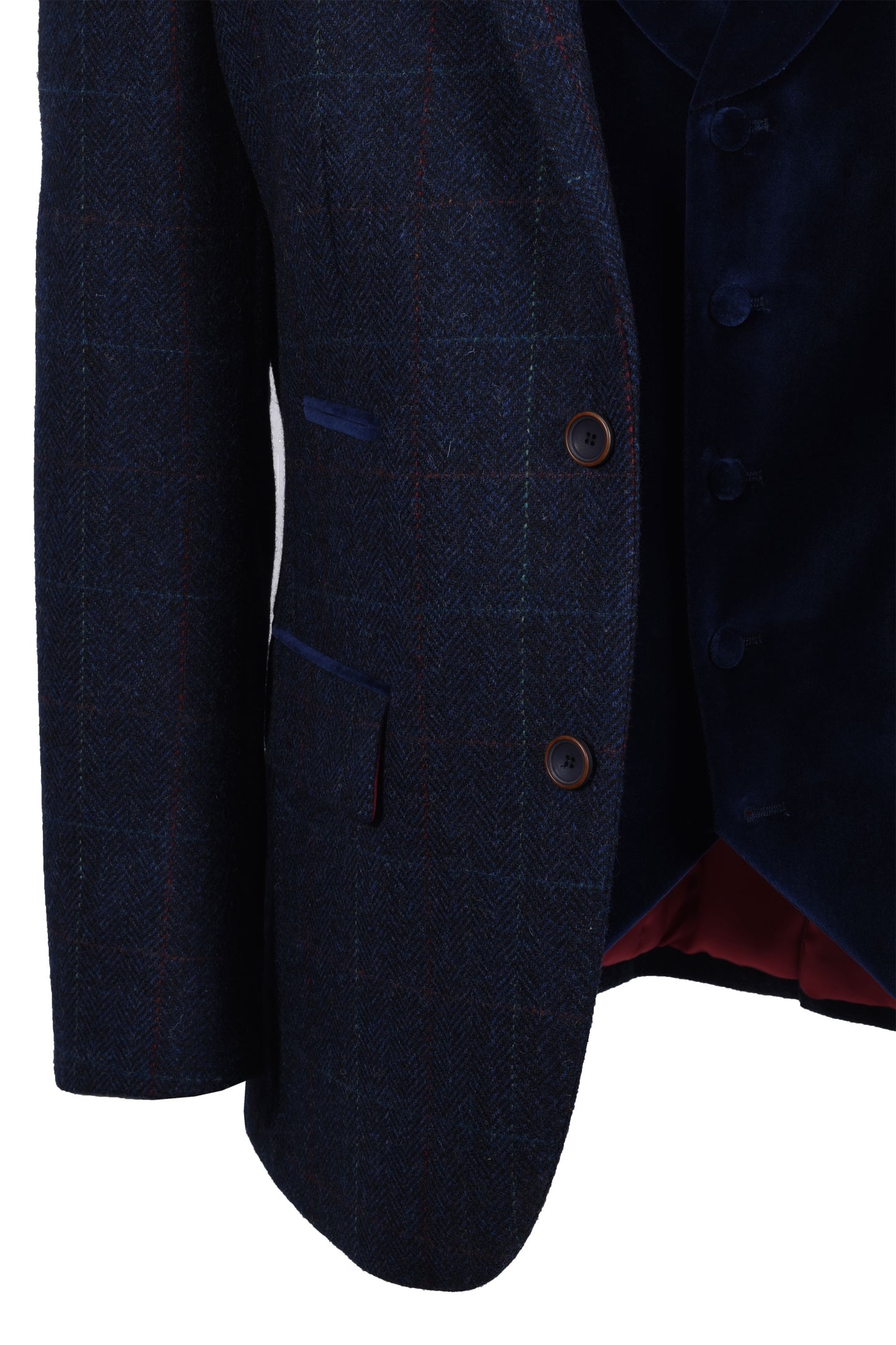 Giacca e gilet Mazelli blu rosso a quadri