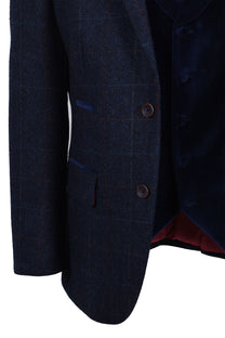 Mazelli Jacket And Waistcoat Blue Red Check Mazzelli