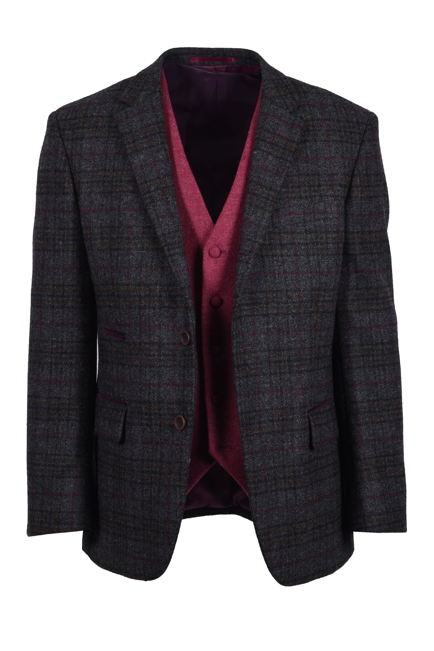 Mazzelli Jacket Charcoal Plum Check