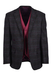 Mazzelli Jacket Charcoal Plum Check Mazzelli