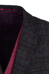 Mazzelli Jacket Charcoal Plum Check Mazzelli