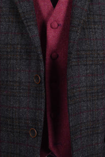 Mazzelli Jacket Charcoal Plum Check Mazzelli