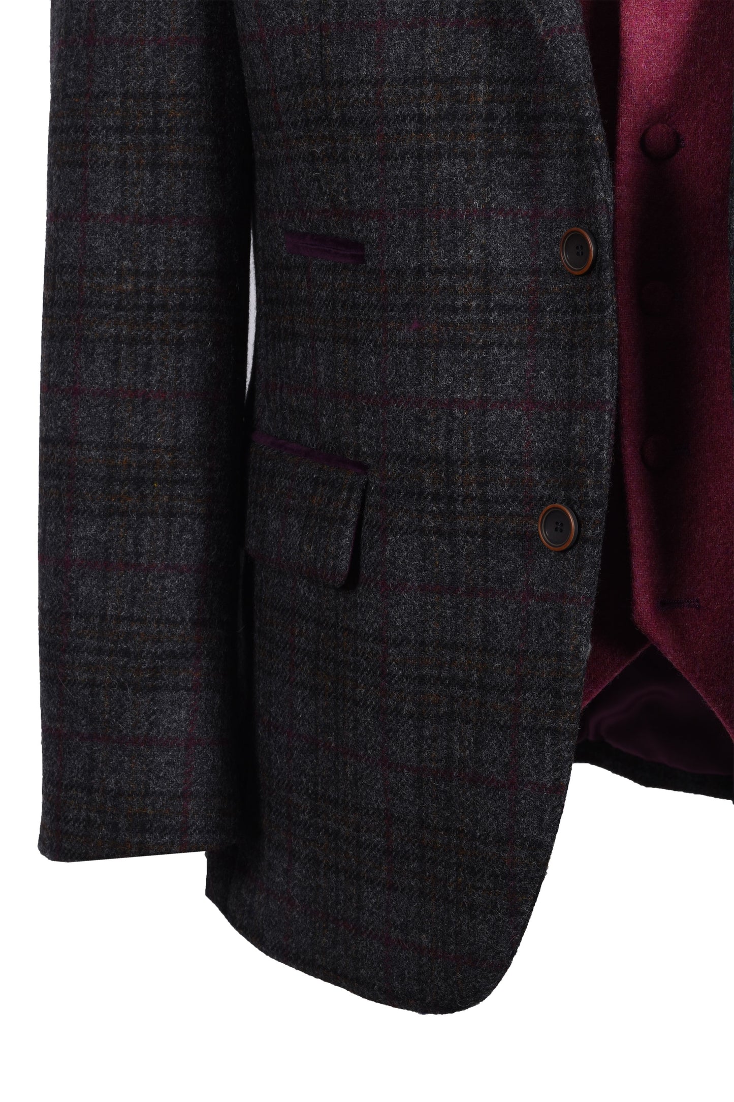 Mazzelli Jacket Charcoal Plum Check