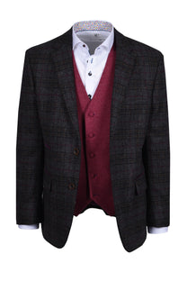 Mazzelli Jacket Charcoal Plum Check Mazzelli