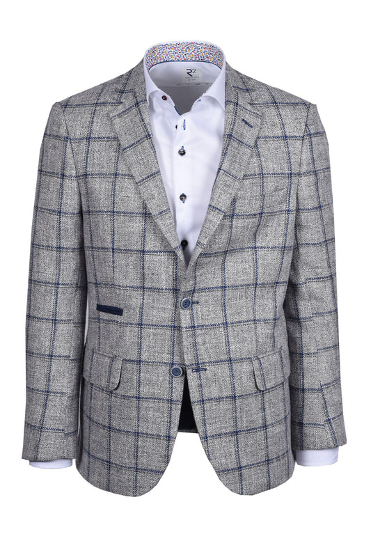 Veste Mazzelli à carreaux gris bleu