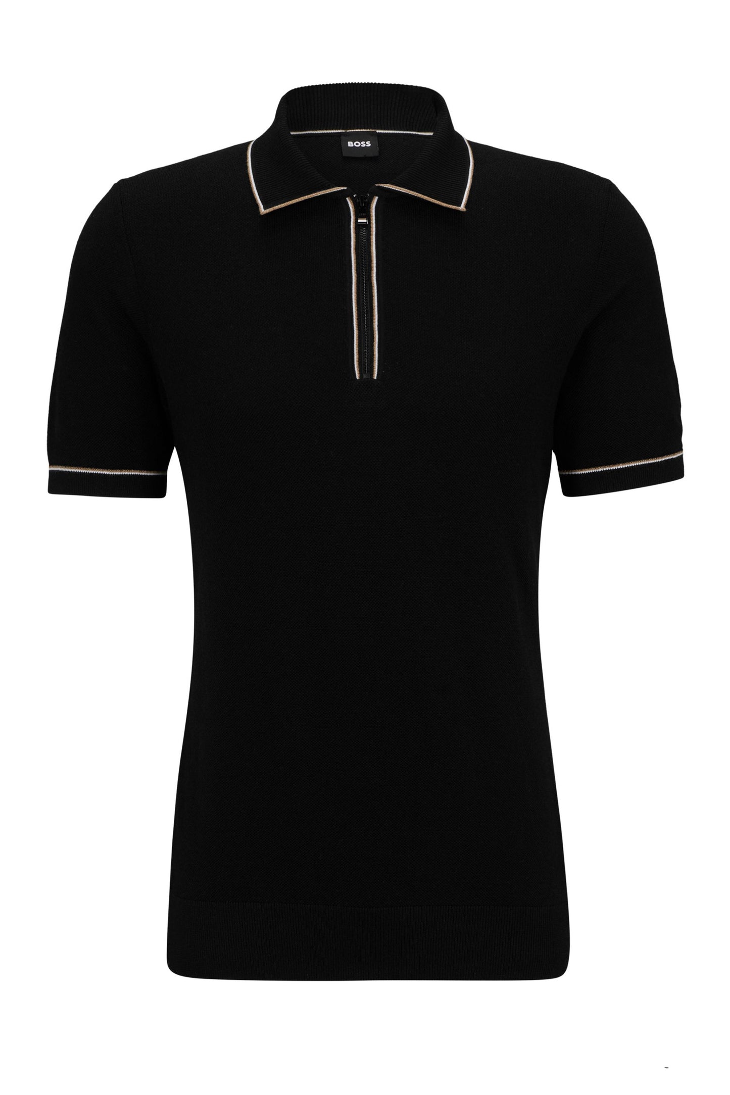 Polo in maglia con mezza zip Boss Oleonardo nera