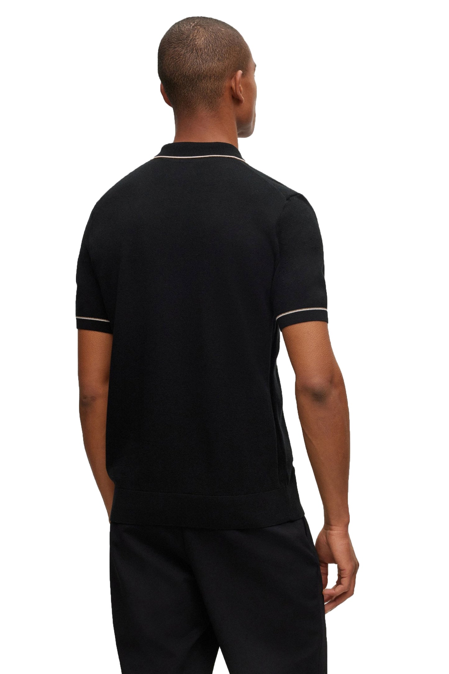Polo in maglia con mezza zip Boss Oleonardo nera