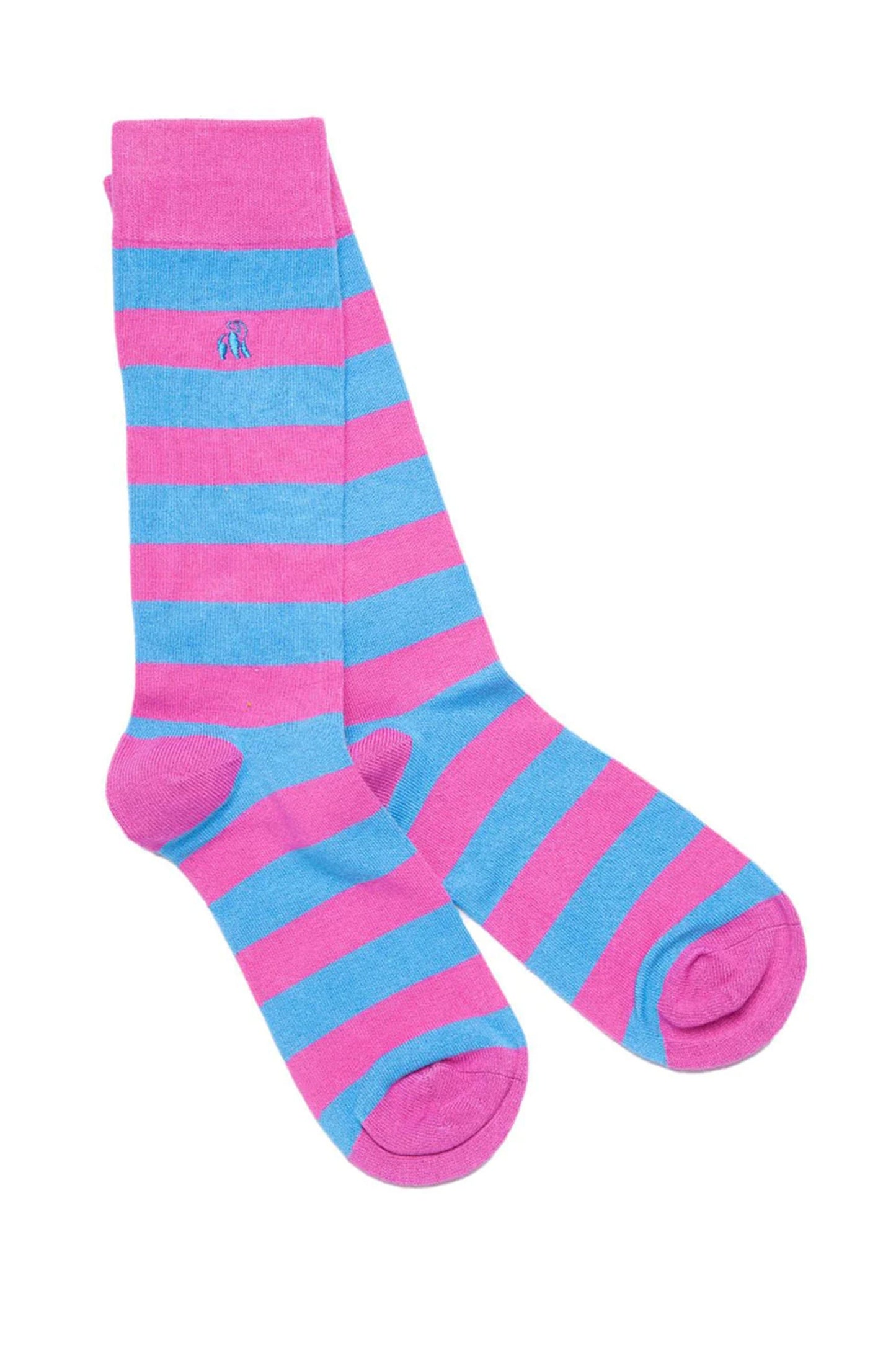 Chaussettes en bambou Swole Panda à rayures rose clair