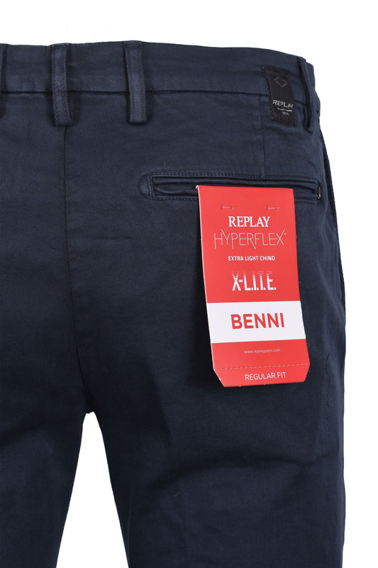 Pantaloni in cotone Benni Replay blu navy