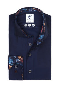 R2 Navy Shirt With Paisley Trim Navy R2