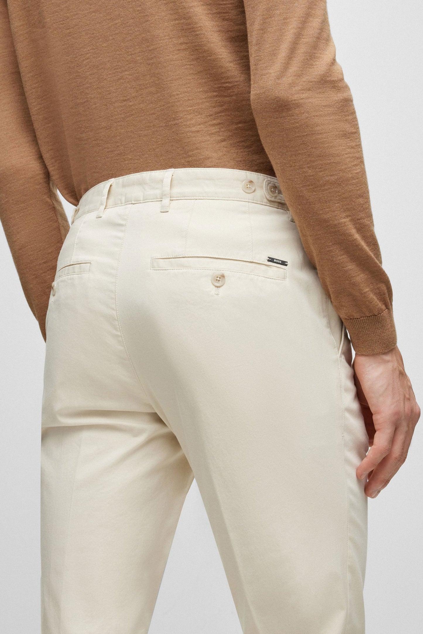 Boss Black c-genius-w-2337 Pantaloni in cotone aperti bianchi