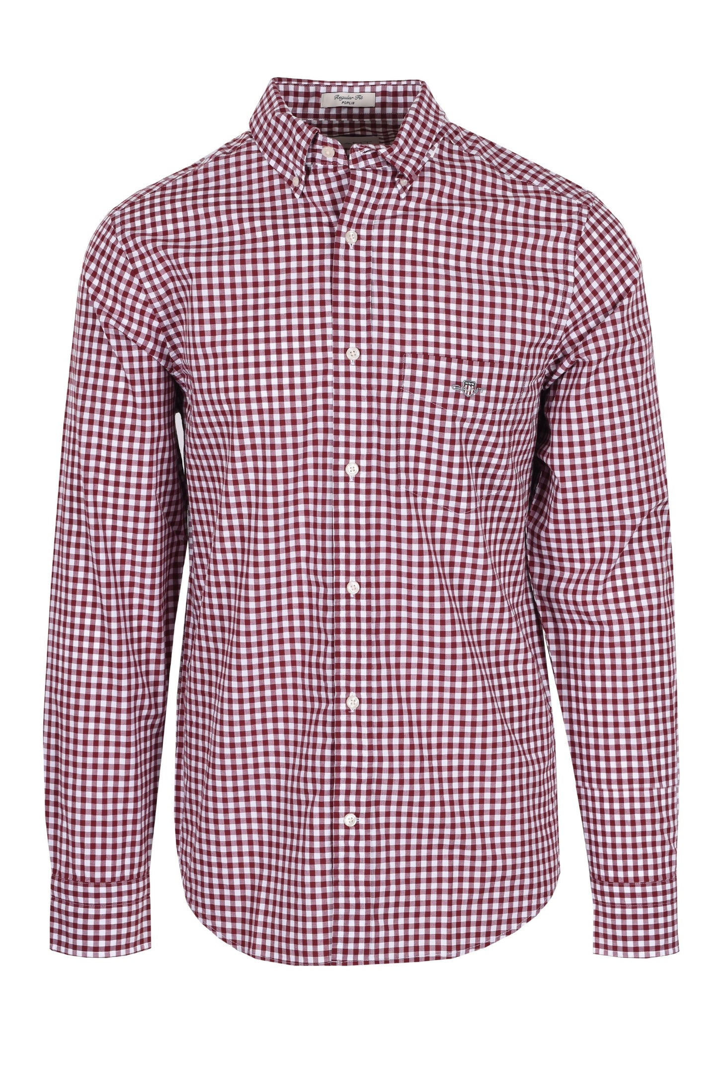 Chemise Gant Reg en popeline à carreaux vichy rouge vin