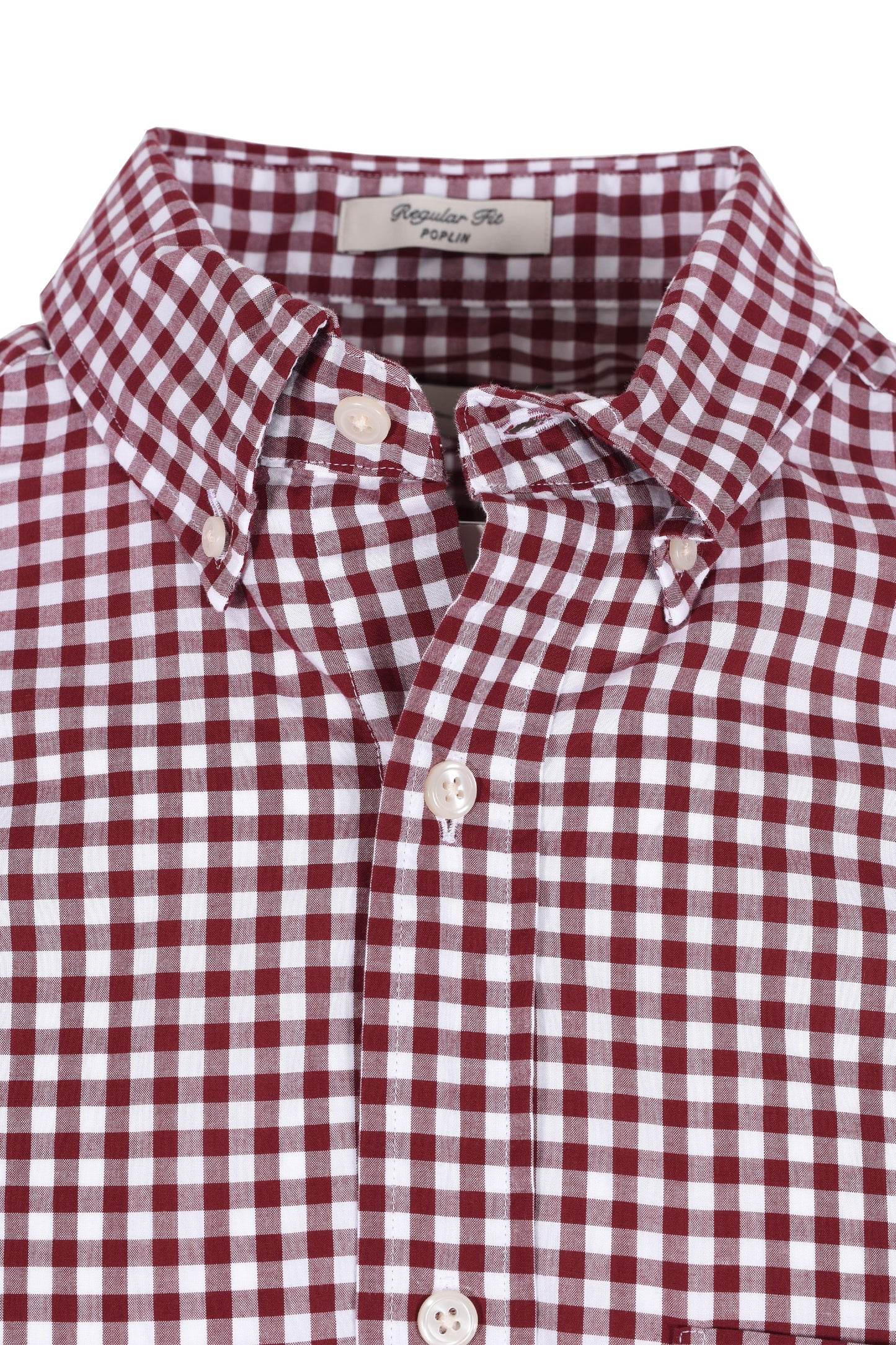 Chemise Gant Reg en popeline à carreaux vichy rouge vin