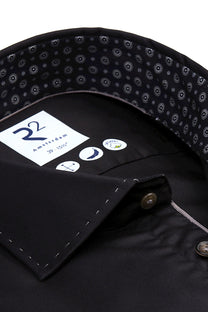R2 Black Shirt With Stitched Collar Detail Black R2