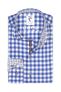 R2 Blue Gingham Check Shirt Blue Check R2