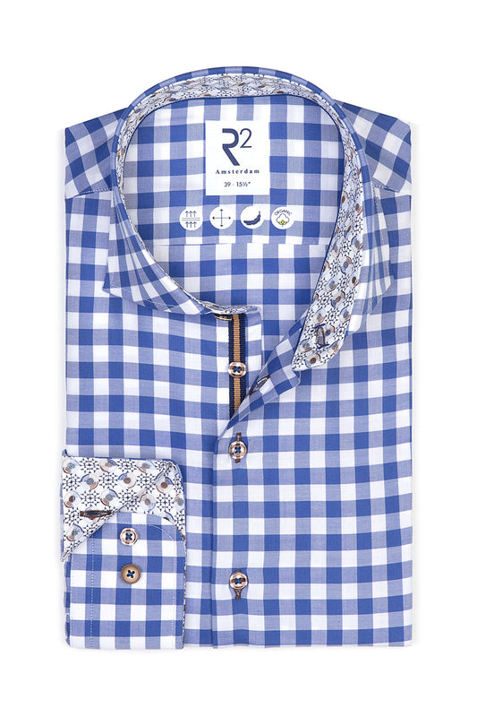 Camicia a quadri blu a quadri blu R2