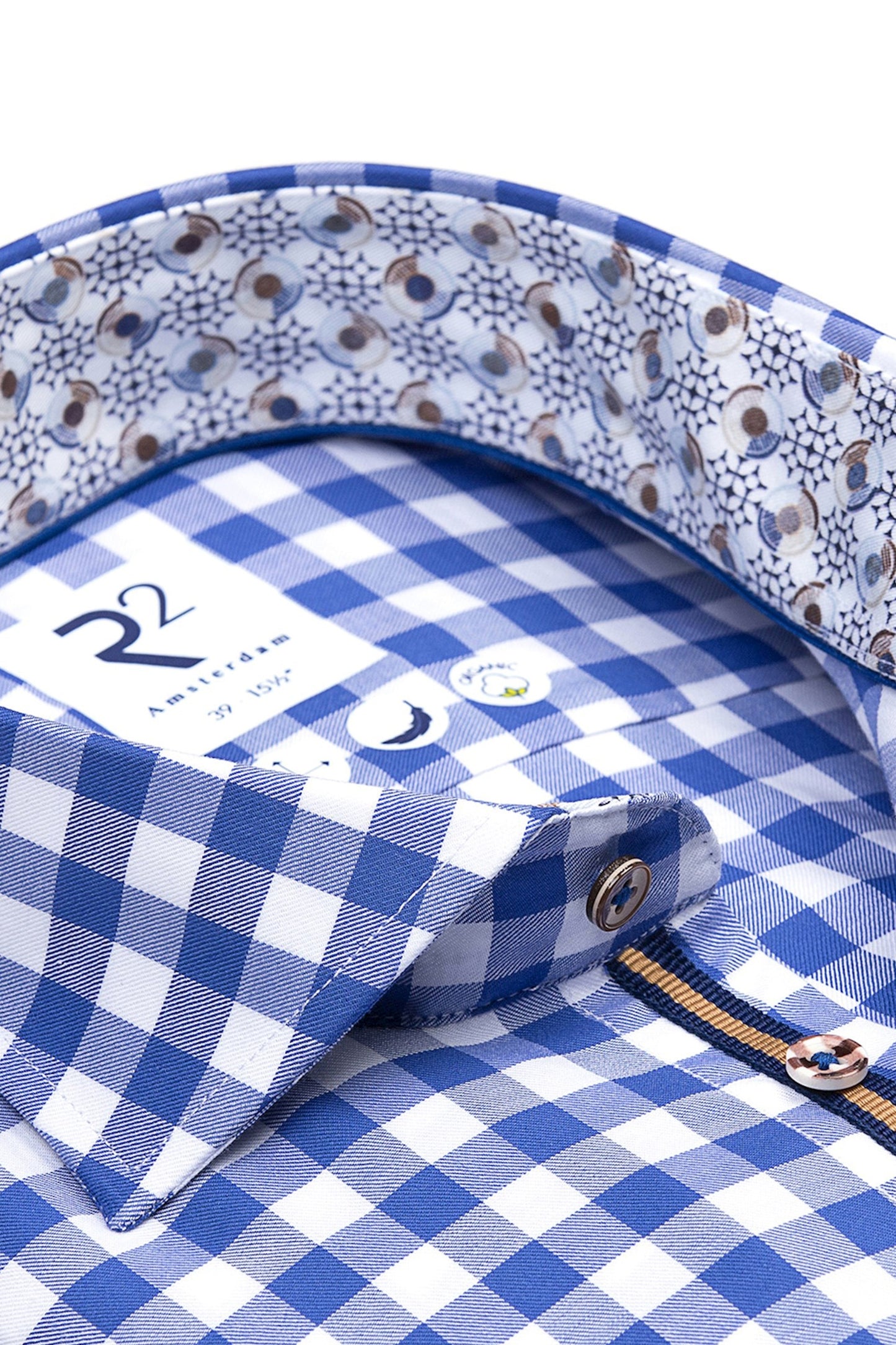 Camicia a quadri blu a quadri blu R2