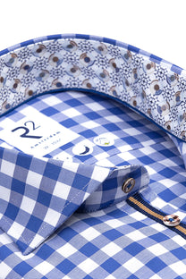 R2 Blue Gingham Check Shirt Blue Check R2