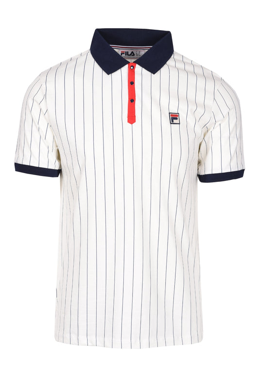 Fila Vintage BB1 Classic Stripe Polo Gardenia/Navy/Red