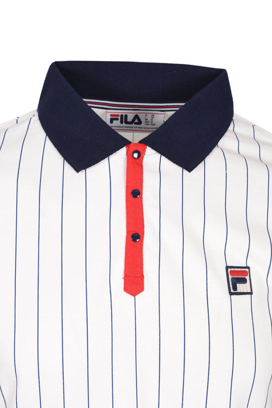Fila Vintage BB1 Classic Stripe Polo Gardenia/Navy/Red