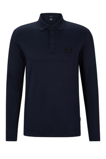 Boss Pado 08 Long Sleeved Polo Shirt Dark Blue Boss Black
