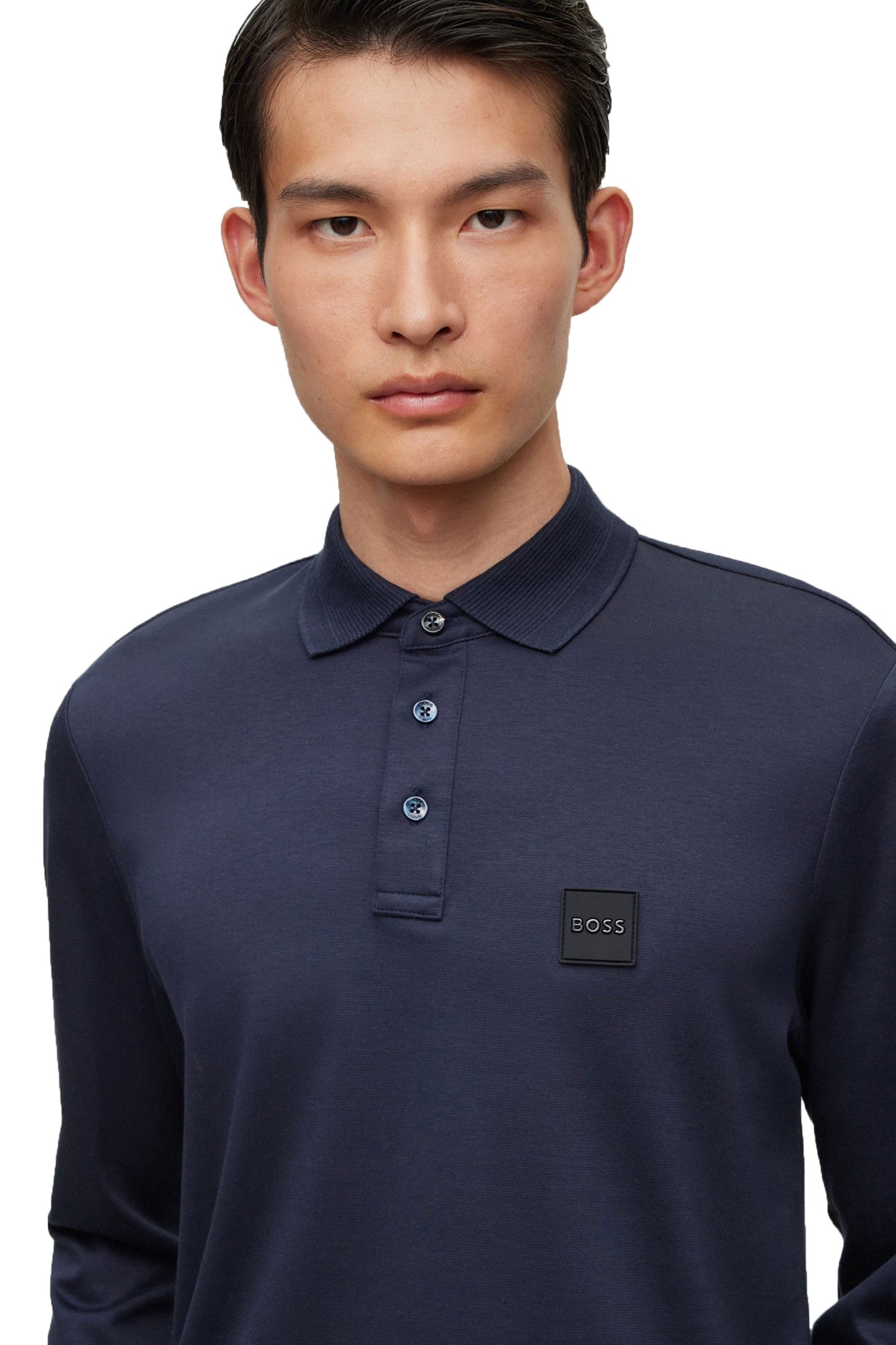 Polo à manches longues Boss Pado 08 bleu foncé