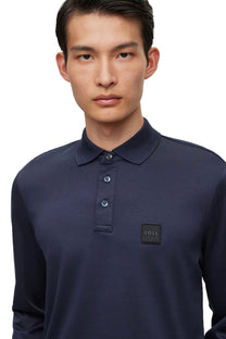 Boss Pado 08 Long Sleeved Polo Shirt Dark Blue Boss Black
