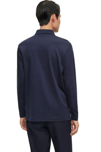Boss Pado 08 Long Sleeved Polo Shirt Dark Blue Boss Black