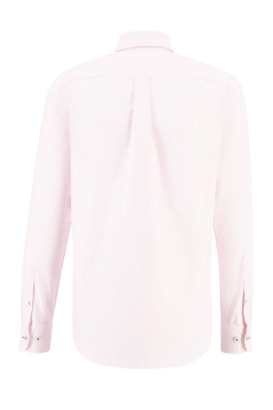 Fynch-Hatton Long Sleeved Oxford Button Down Collar Shirt Pink Stripe