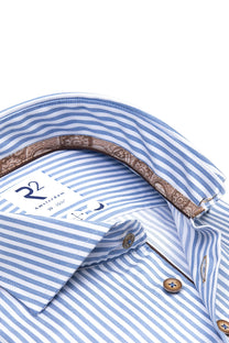 R2 Wide Spread Collar Shirt Light Blue Stripe R2