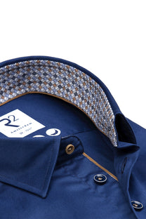 R2 Hidden Button-Down Blue Shirt R2