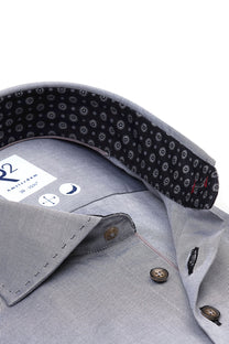 R2 Grey Shirt With Stitched Collar Detail R2