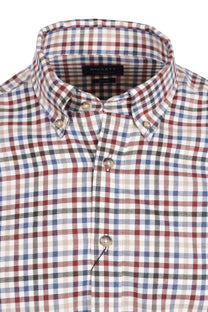 Hackett Flannel 3 Col Gingham Check Shirt Burgundy/Blue/Green Hackett