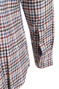 Hackett Flannel 3 Col Gingham Check Shirt Burgundy/Blue/Green Hackett