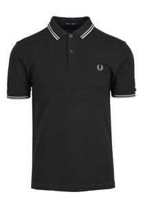 Fred Perry Twin Tipped Polo Shirt Night Green/Seagrass Fred Perry Michael Stewart Menswear  Polo Shirts