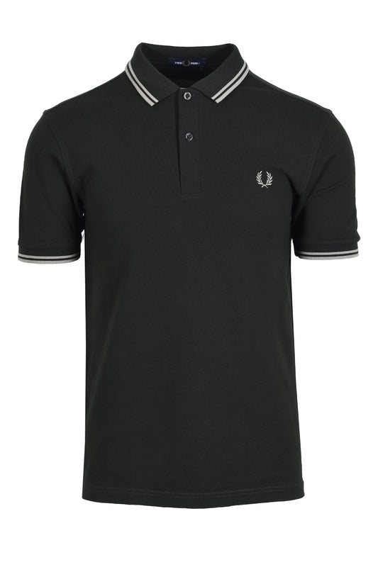 Fred Perry Twin Tipped Polo Shirt Night Green/Seagrass Fred Perry Michael Stewart Menswear  Polo Shirts