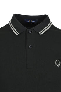 Fred Perry Twin Tipped Polo Shirt Night Green/Seagrass Fred Perry Michael Stewart Menswear  Polo Shirts
