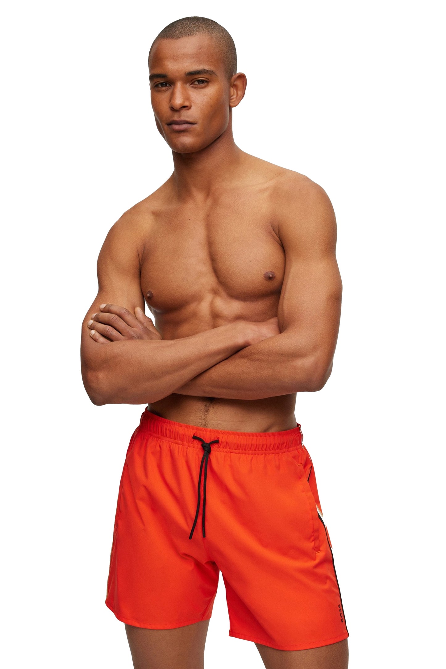 Pantaloncini da bagno Boss Black Iconic arancione brillante