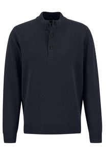 Fynch-hatton Troyer-button Neck Knitwear Navy Fynch-Hatton