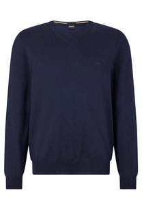 Boss Baram-l V-neck Knitwear Dark Blue Boss Black