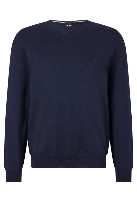 Boss Baram-l V-neck Knitwear Dark Blue