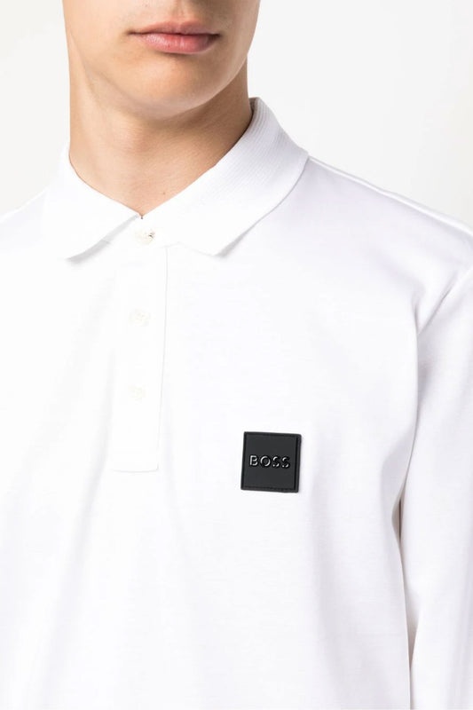 Boss Pado 08 Long Sleeved Polo Shirt White
