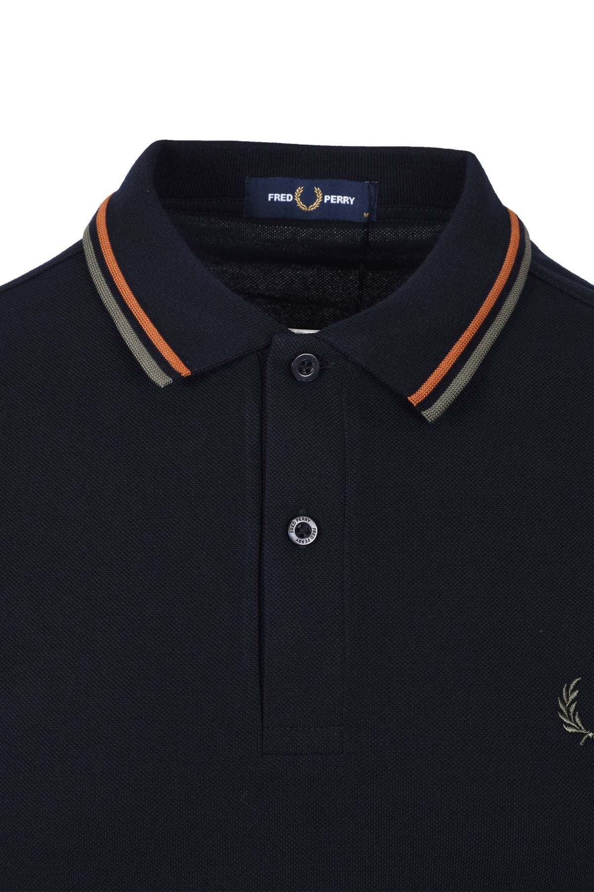 Fred Perry Twin Tipped Polo Shirt Navy/Nut Flake/Field Green Fred Perry Michael Stewart Menswear  Polo Shirts