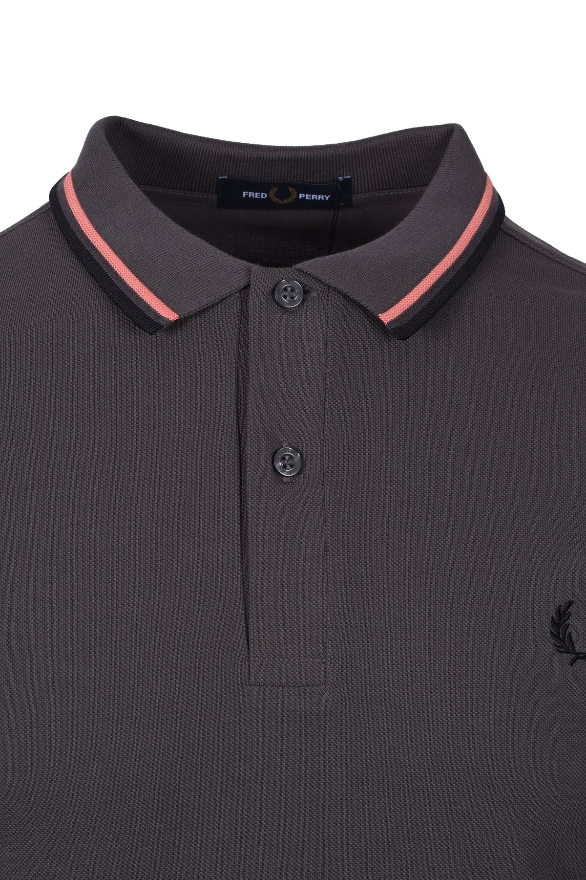 Fred Perry Twin Tipped Polo Shirt Gun Metal/Coral/Black Fred Perry Michael Stewart Menswear  Polo Shirts
