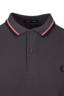 Fred Perry Twin Tipped Polo Shirt Gun Metal/Coral/Black Fred Perry Michael Stewart Menswear  Polo Shirts