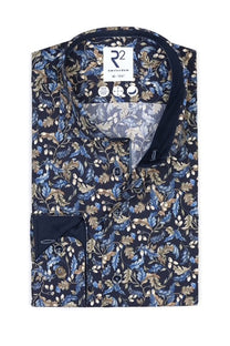 R2 Acorn Print Long Sleeved Shirt Navy R2