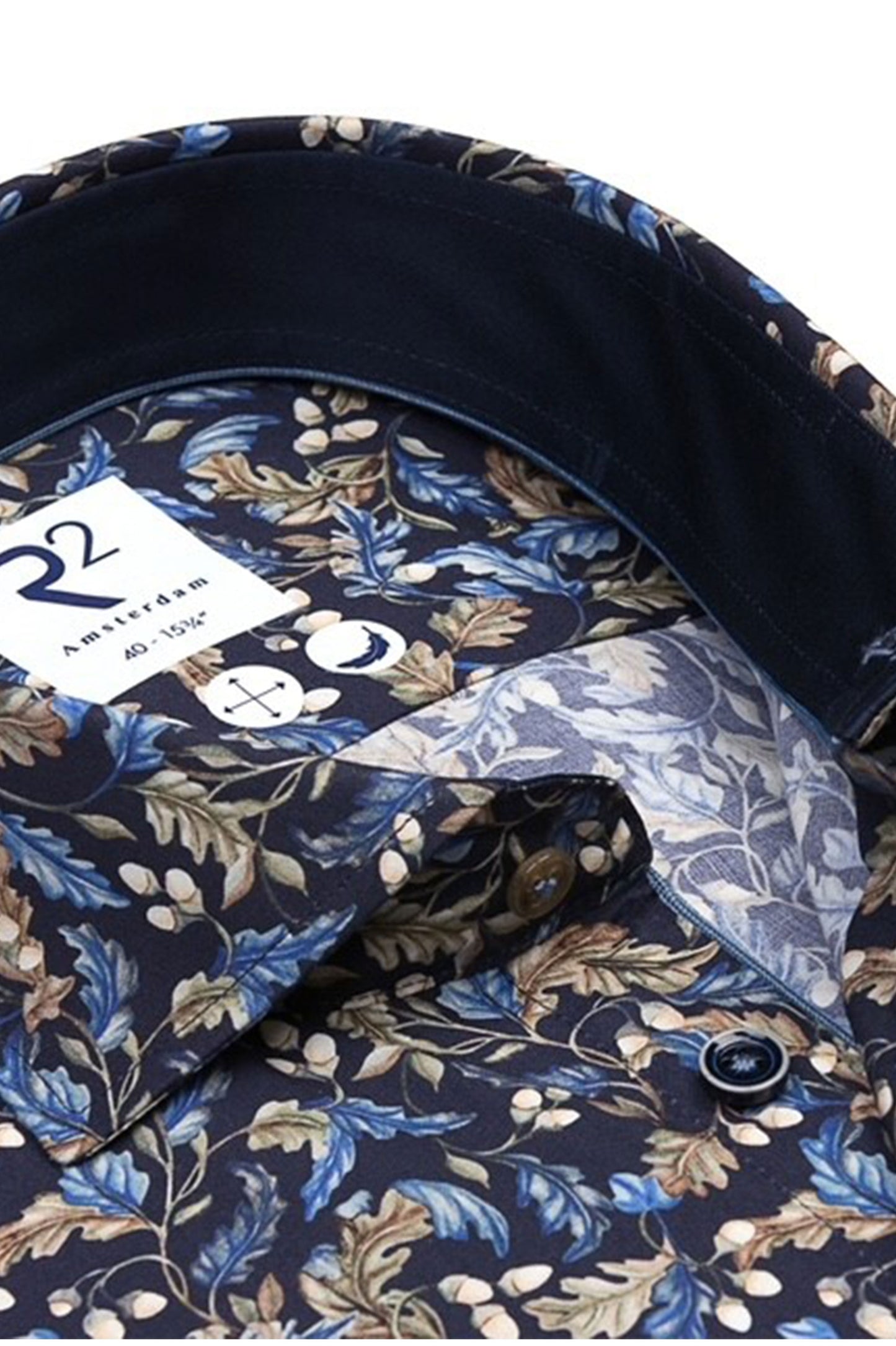 Camicia a maniche lunghe con stampa ghianda R2 blu navy