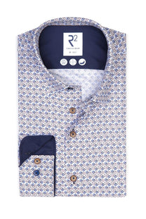 R2 Patterned Long Sleeved Shirt Blue R2
